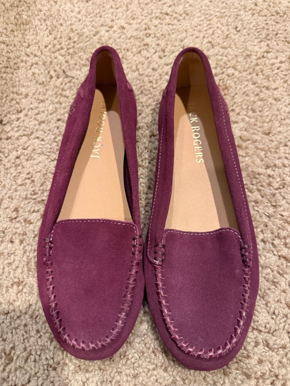 Jack Rogers Suede Loafers in Burgundy, women’s 7.5